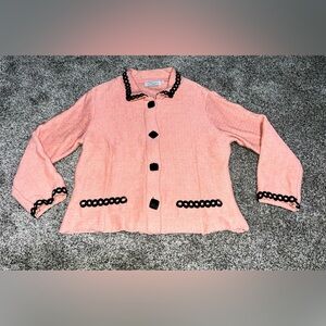 Vintage WILLOW Pink Black Cotton Tweed Blazer Shacket Jacket Women's Large